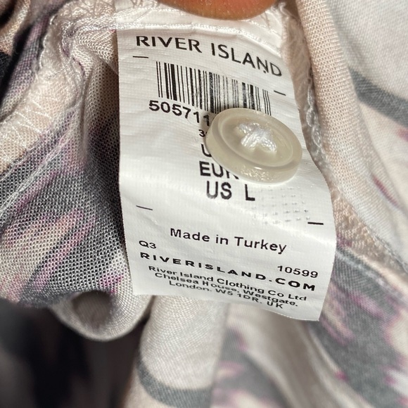 River Island Large Men’s Short Sleeve Abstract Print Button Front Casual Shirt - Picture 6 of 8